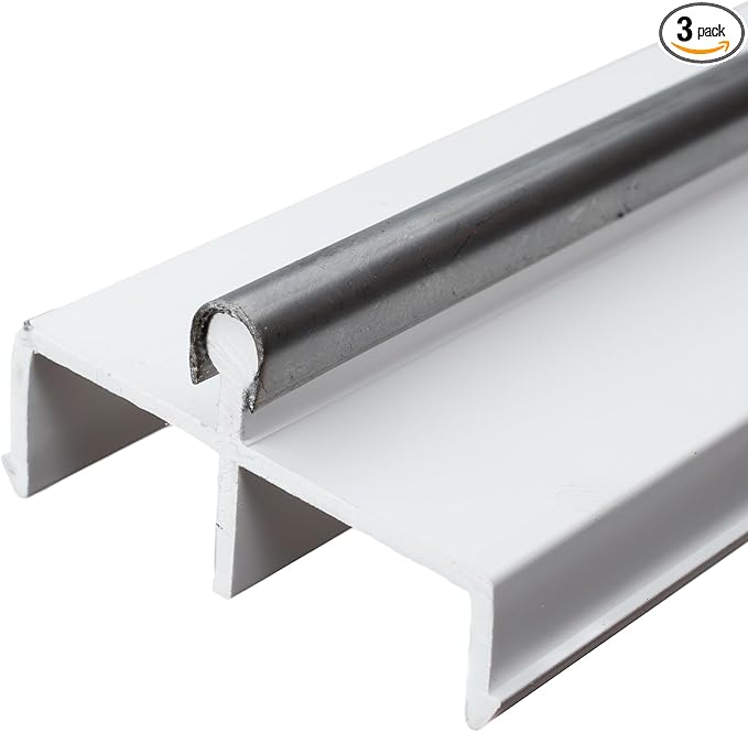 CWH Premium American Made Vinyl Sliding Door Track – 6ft, (72"), 3 Pack - Sliding Door Replacement Track, Bottom Rail and Rail Cover for Glass Patio Doors, with Heavy Duty Stainless Steel Cover