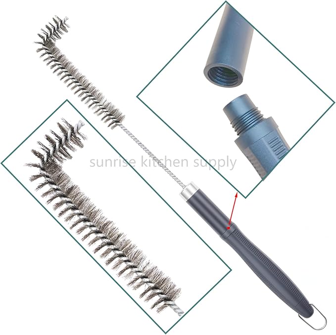 SUNRISE Fryer Brush with Long Handle (Stainless Steel with Plastic Handle, L Brush)