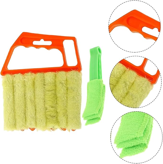 2pcs Handheld Blinds Cleaning Brush Set, 7-Finger and 3-Finger Window Shutter Cleaner Brushes for Air Conditioner and Venetian Blinds Dust Removal, Household Window Cleaning Tools