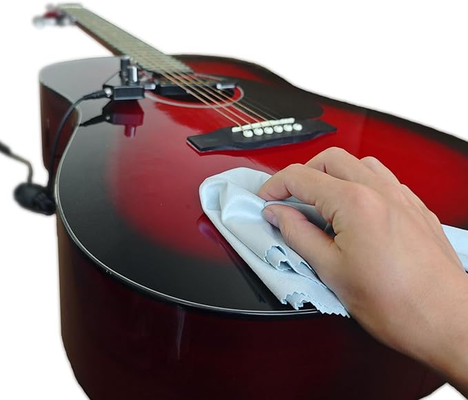 SAPHUE 5pcs Guitar Cleaning Kit Microfiber 12 * 12in Plush Polishing Cloths Cymbal Cleaner, for Guitar Violin Piano Clafrinet Trumpet Sax Flute Ukulele Accessories(5Color, 5pack)