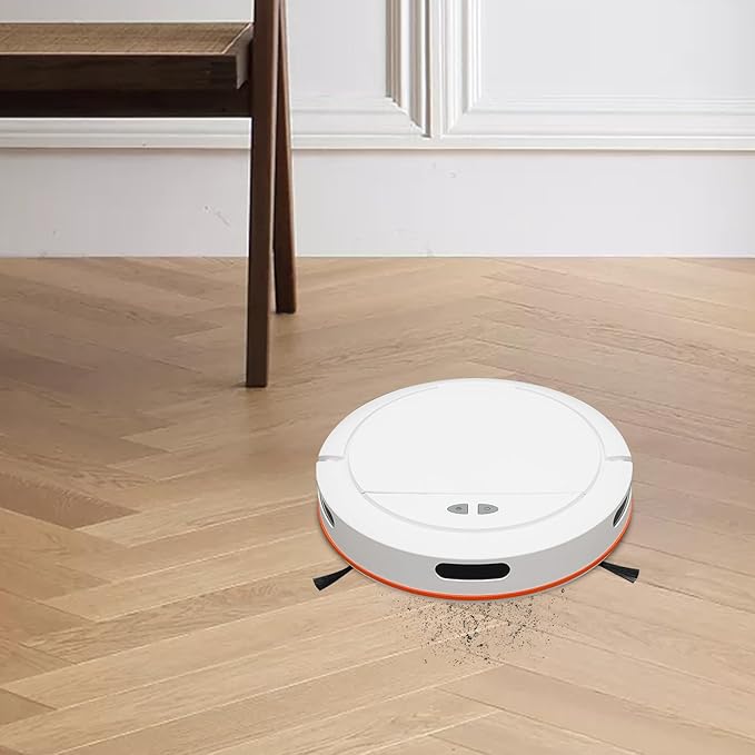 Robot Sweeping Machine, 3-in-1 Sweeping Machine, Robot Vacuum Cleaner, Cordless Sweeping Machine, Push Button/APP Control, 3-Cleaning Mode, for Pet Hair, Hard Floor, Low Carpet (White)