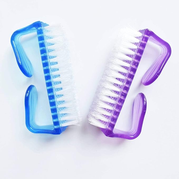 Leline's Nail Brush, 2 Pieces Handle Grip Nail Cleaner Brush, Soft Kids Nail Brush, Purple and Blue