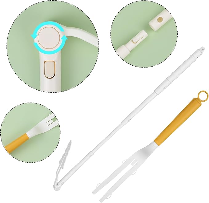 2pcs Handle Replacements for, Long Extended Handle Telescopic Extended Pole Adjustable Length Duster Refills Handle for Home Cleaning (White & Yellow)