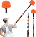 30FT Reach Cobweb Duster with Extension Pole, High Ceiling Long Duster with 5-24FT Telescoping Pole, Spider Web Brush for Indoor Outdoor Use