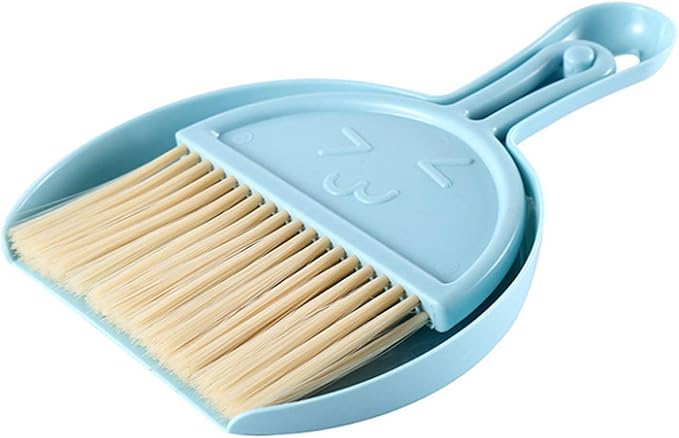 Broom with Dustpan Combo Set, Mini Lightweight Compact Dust Pan and Brush Set with Handle,Household Portable Handheld Dust Pan for Indoor Keyboards Office Kitchen Pet Sweeping Desks Outdoor Table