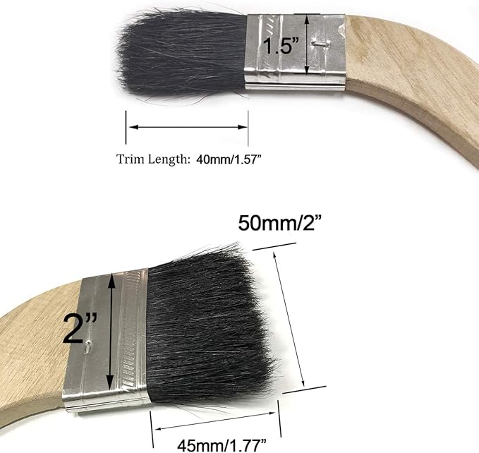 2Pcs Wooden Handle Bristle Radiator Paint Brush（Brush Width 1.5" and 2"）