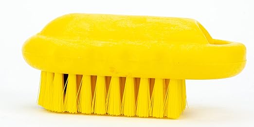 SPARTA 5 Inch Hand and Nail Brush with Stiff Polyester Bristles, Polypropylene Body, Color Coded Scrub Brush for Commercial Foodservice and Industrial Use, Yellow (Pack of 12)