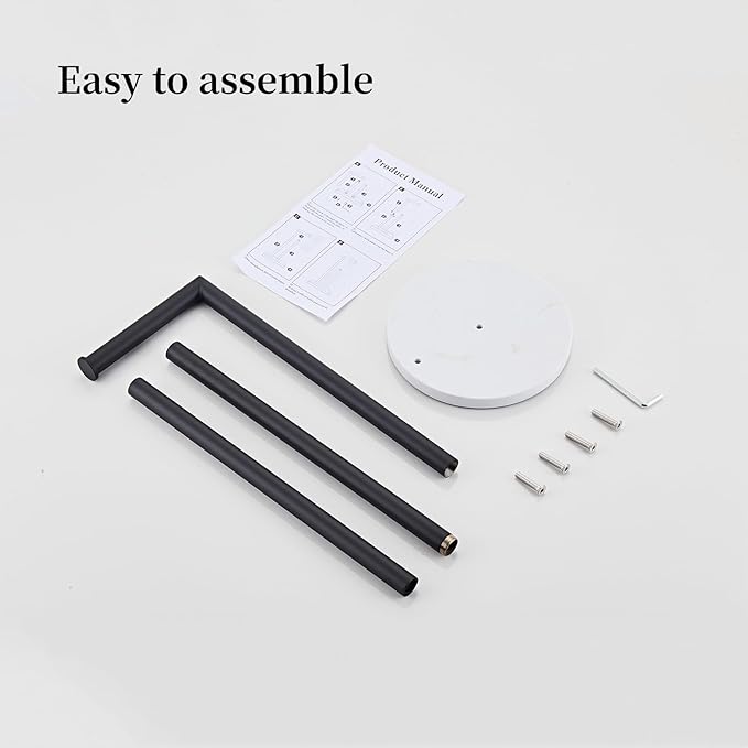 Marble Toilet Paper Holder Stand -Matte Black, Freestanding with Storage, Floor Stand, Toilet Roll Holder, Standing Paper Towel Holder