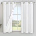 YoungsTex White Linen Blackout Curtains 45 Inch Length, Short Thermal Insulated Drapes with Grommet Energy Saving for Bedroom Living Room Window, 2 Panels, 42 X 45 Inch