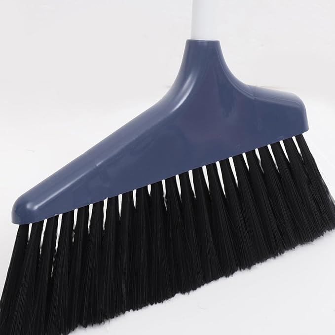 Soft Bristle Broom and Dustpan Set with Stainless Steel Handle, Magnetic Clip, and Long Reach for Home and Pet Hair Cleaning, Easy Hair Removal,Perfect for Indoor Floors and Sofa Areas