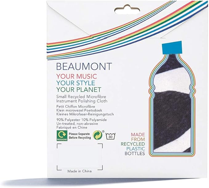 Beaumont Musical Polishing & Cleaning Patterned Giraffe Instruments Trumpet Clarinet Sax Flute Recycled Microfibre Cleaning Cloth Brass Silver 25 x 25cm (BFC-G)