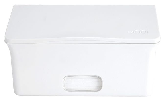 Ubbi Baby Wipes Dispenser, Baby Wipes Case, Baby Wipes Holder with Weighted Plate, Keeps Wipes Fresh, Non-Slip Rubber Feet, White