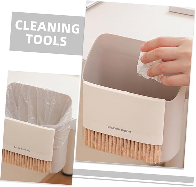 1 Set Mini Broom Dustpan Set Sweeper Mops Duster Desktop Small Portable Brooms Dust Pan Broom Bathroom Cleaning Gray Foldable Hand Tiny Indoor Little Desk Cleaner Brush Pp