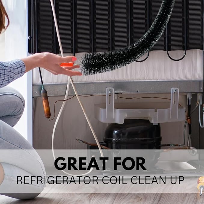 Bristle (2 Pack) 31 Inch Cleaning Brush for Dryer Lint and Cleaning Refrigerator Coils | 23" Brush with 8" Ergonimic Handle | Long Flexible Design Great for Cleaning Appliances & Hard to Reach Places