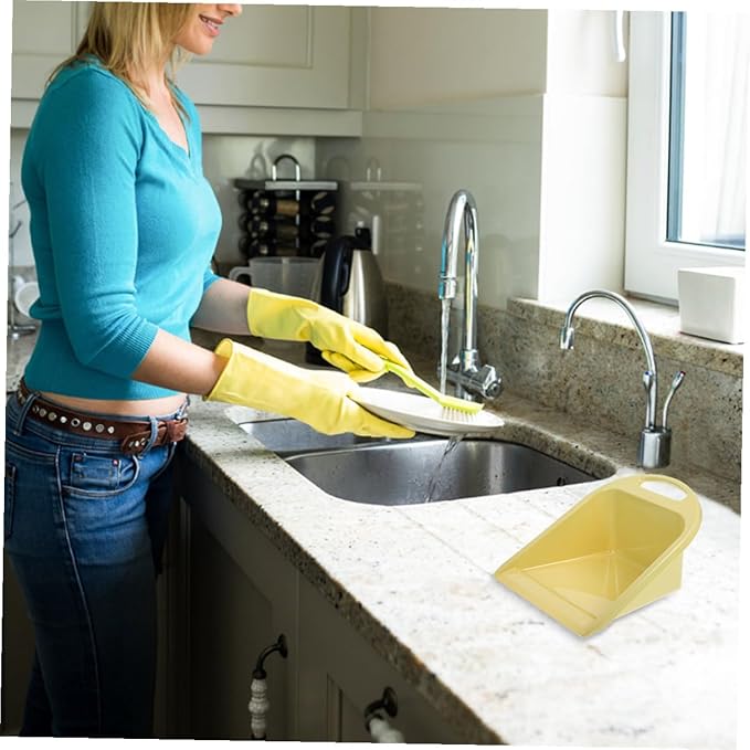 2pcs Handheld Dustpan Set, Portable Trash Scoop with Handle, Plastic Dust Pan for Home and Desk Cleaning, Multi-use Small Size in Lime Yellow