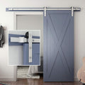 SMARTSTANDARD 6.6 Feet Brushed Nickel Sliding Barn Hardware Kit-Sturdy Silvery Track-Smoothly and Quietly-Simple and Easy to Install-Fit 36"-40" Wide Door Panel (I Shape Hanger)