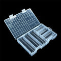 RUIAN Battery Storage Box for AA AAA Batteries, 100 Capacity Clear Plastic Organizer Container with Secure Snap-Lock, Portable Travel Case Holds 60 AA and 40 AAA Cells, 9.9x6.3x1.45 inches