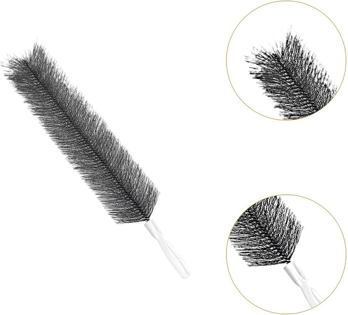 Fenteer Fan Cleaning Brush Bendable Sturdy Portable Cobweb Duster Reusable Dust Remover Fan Duster for Curtain Box Car Vents Shutters, Gray