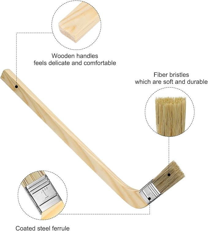 HARFINGTON Paint Brush 3Pcs 1" Brush Width Reusable Variety Angled Bend Brushes Radiator Paint Brush for All Latex Oil Painting Furniture Walls Treatment, Brown