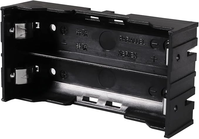 6pcs 18650 Battery Case Holder 2 Slots X 3.7V 18650 Battery Storage Box, in Parallel Black Plastic Batteries Clip Box with Pin for DIY Parallel or Series Circuit PCB Projects