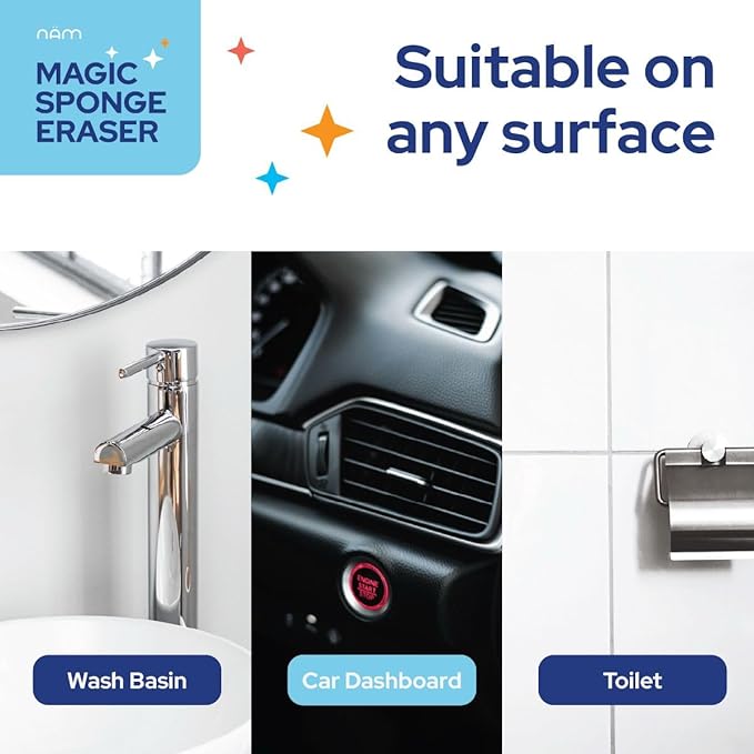 Magic Sponge Cleaning Eraser, 50 Pack Melamine Foam Cleaning Pads, Multi-Surface Cleaner for Kitchen, Bathroom, Wall, Floor, Baseboard, Sink & Furniture