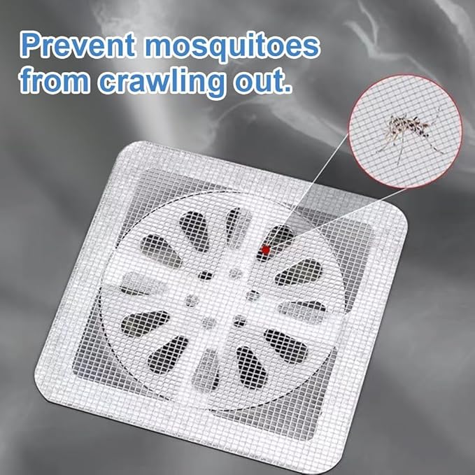 Disposable Shower Drain Cover Hair Catcher Shower Drain Mesh Stickers, Bathroom, Laundry, Bathtub, Kitchen, Sink, for Human and pet Hair (10 PCS)