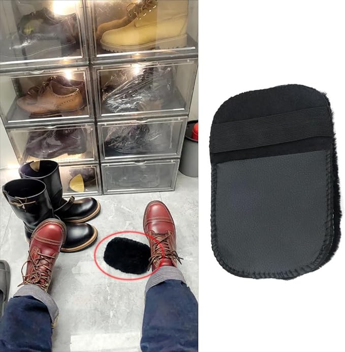 2 Pack Shine Shoes Cloth Shoes Polishing Gloves Shoe Shine Buffing Cloth Polish Dauber Applicators Cleaning Glove for Leather Shoes Boots Mink Oil Cream Knee High Boots Polish Care Kit