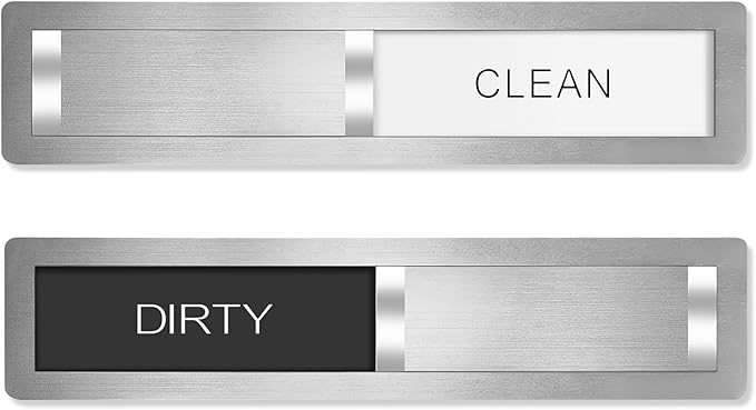 Dishwasher Magnet Clean Dirty Sign, Stainless Steel Magnetic Clean Dirty Dishwasher Sign,Matte Brushed Surface Cleaning/Dirt Indicator with Strong Magnet, Home Kitchen Organizer (Brushed Silver)