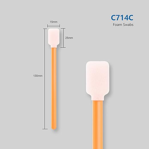 AAwipes Foam Sticks Cleaning Swabs (50 pcs 5.25" Large Rectangular Foam Tips, Orange) Cleanroom Cleaning Swab Sponge Stick for Inkjet Printer, Optical Instruments, General Cleaning (C714C)