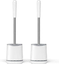 TRENTI Toilet Brush, Toilet Brush and Holder Set, Bristles Toilet Bowl Brush Head with Ventilated Holder, Wall Mounted Compact Toilet Brush Set for Bathroom Deep Cleaning (2, White)