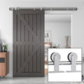 WINSOON Barn Door Hardware Kit 6FT: Brushed Nickel Heavy-Duty Smoothly Quietly Low Profile - Stainless Steel Sliding Door Track for in/Exterior - Easy Assemble Top Mount Barn Door Kit for DIYers