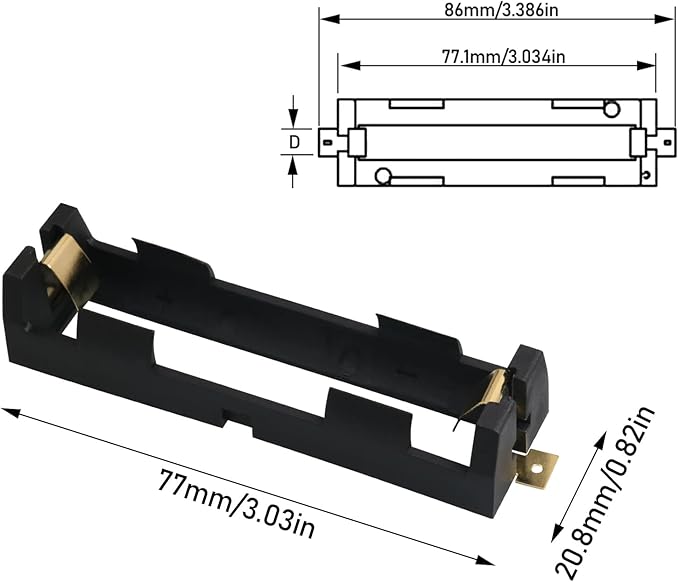 4PCS 18650 SMD Battery Clip Holder Box Case 18650 Battery Copper Contacts Battery Storage Box Case Holder