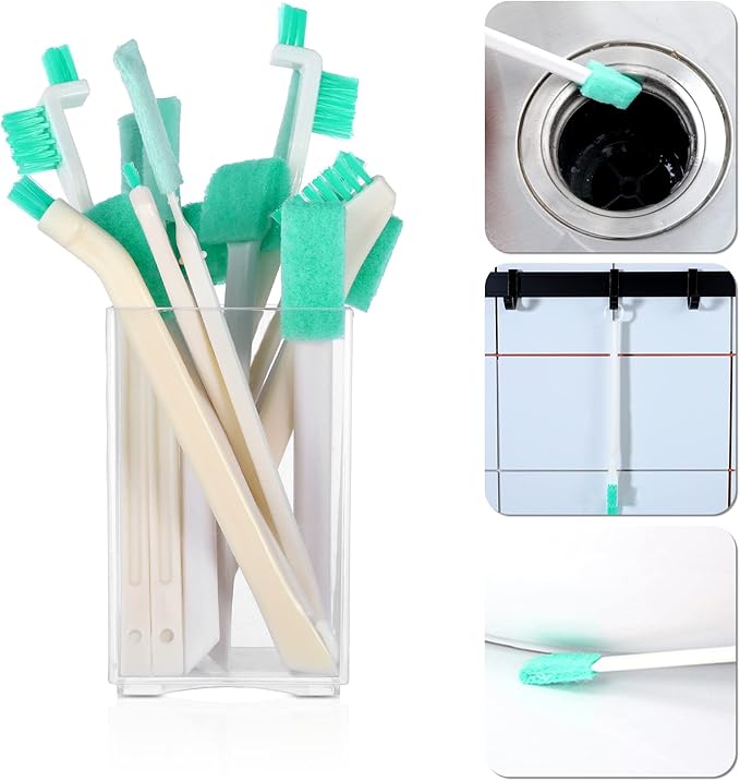 XINRUI 16 Pcs Small Household Cleaning Brushes, Deep Detail Crevice Cleaner Brush Crevice Cleaning Tool 8 in 1 Cleaner Brush for Small Holes Corner Space Keyboard Bottle Tile