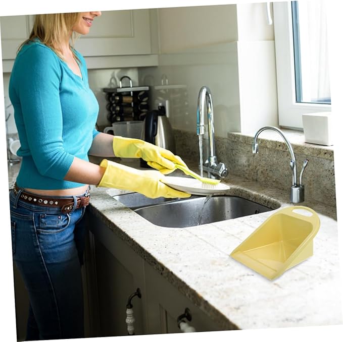 BESPORTBLE 2pcs Small Handheld Dustpan Set with Handle, Plastic Tabletop Cleaning Dustpan for Home, Portable Household Multi-use Trash Dust Pan in Lime Yellow