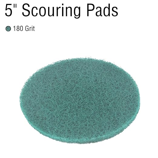 5 Inch 180 Grit Drill Brush Scrubber Scouring Pads, 20 Pcs Hook & Loop Power Scrubber Scouring Pad for Rotary Tools, Random Orbital Sander (Green)