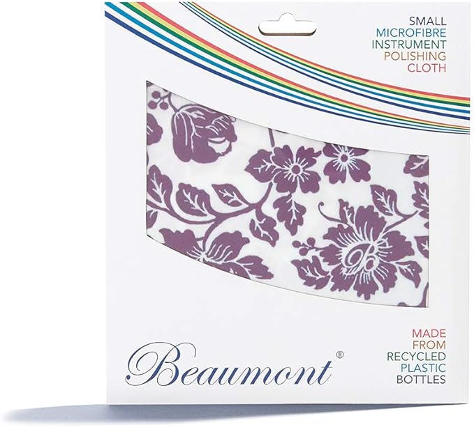 Beaumont Musical Polishing & Cleaning Patterned Damson Lace Instruments Trumpet Clarinet Sax Flute Recycled Microfibre Cleaning Cloth Brass Silver 25 x 25cm (BFC-DL)