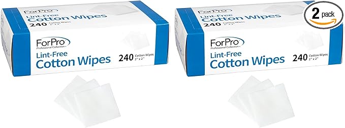 ForPro Lint-Free Cotton Wipes, 100% Pure Cotton Gauze, 2" x 2", White, 240-Count (Pack of 2)