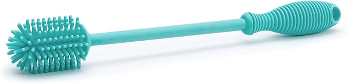 Chicco 9.5” Silicone Bottle Brush with Food-Grade Silicone Bristles | Dishwasher & Sterilizer Safe | Non-Slip, Comfort Grip Handle | Hangs for Drying & Storage | Teal