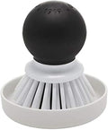 KitchenAid Palm Brush with Dish Tray to Keep Countertops Dry and Clean, Durable Nylon Bristles for Tough Cleaning, Dishwasher Safe, 2 Piece, Black