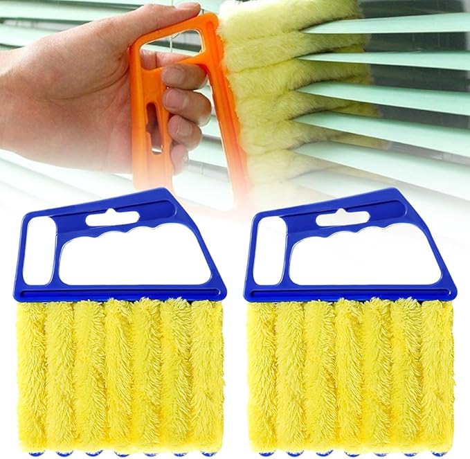 Blind Cleaner Duster Tool, 2026 New Blind Dusters for Cleaning,Cleaning Brush,7 Finger Dusting Cleaner Tool for Window & Air Conditioner,Window Blinds Cleaner Microfiber Washable (Blue-2PCS)