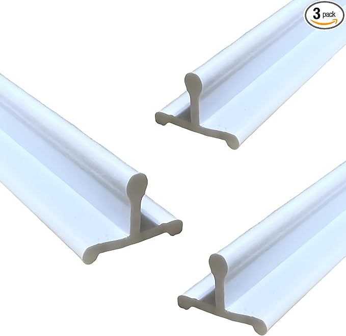 KC Hardware Vinyl Sliding Door Bottom Track, Sliding Door Track Replacement, Screen Door Track Repair, Patio Screen Door Guide - Flat White Vinyl, 72 Inch, Pack of 3