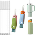 Straw Cleaner Brush Extra Long 13 inch Set for Stanley Owala Water Bottle 40 oz 32 oz 30 oz Tumble Cup Accessories Straw Brush with 3 in 1 Cup Lid Cleaning Brush (Green,Blue)