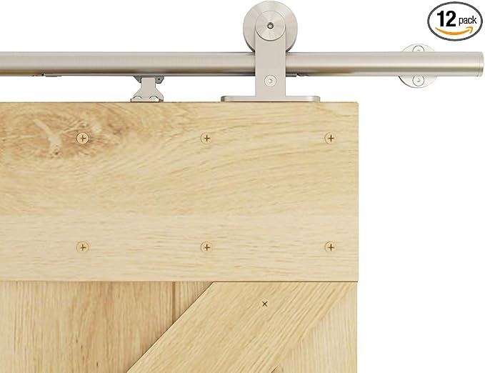 DIYHD 6FT Integrated Soft Close Sliding Hardware Brushed Stainless Steel Top Mount Studio Barn Door Style Track Kit