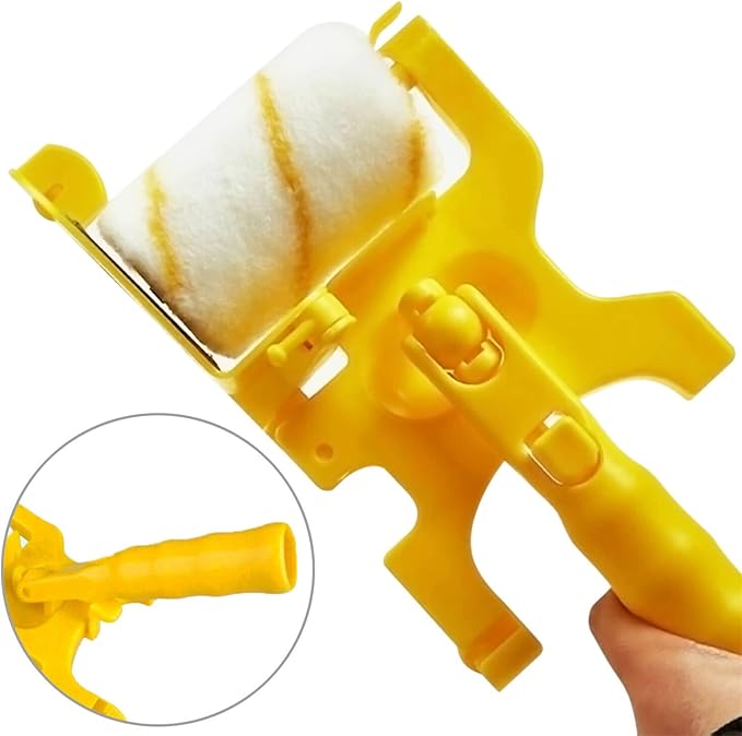 Paint Roller Brush, Multifunctional Hand-held Clean-Cut Paint Edger Roller Brush, Removable Cleaning Brush Safe Portable Tool for Home Office Room Wall Ceilings 1 Set Long Handle