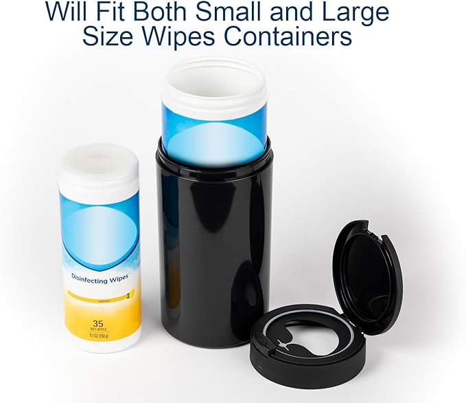 Disinfecting Wipes Dispenser - Push Button Decorative Holder for Standard Cleaning Wipes Container, Use in Kitchen Countertop, Bathroom, Classroom (Black)