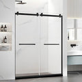 Paris Shower Door,60" W x 74" H Double Sliding Shower Door with 5/16"(8mm) Clear SGCC Tempered Glass,Bathroom Shower Door with 18 inch Pull Handle, Stainless Steel Hardware Matte Black