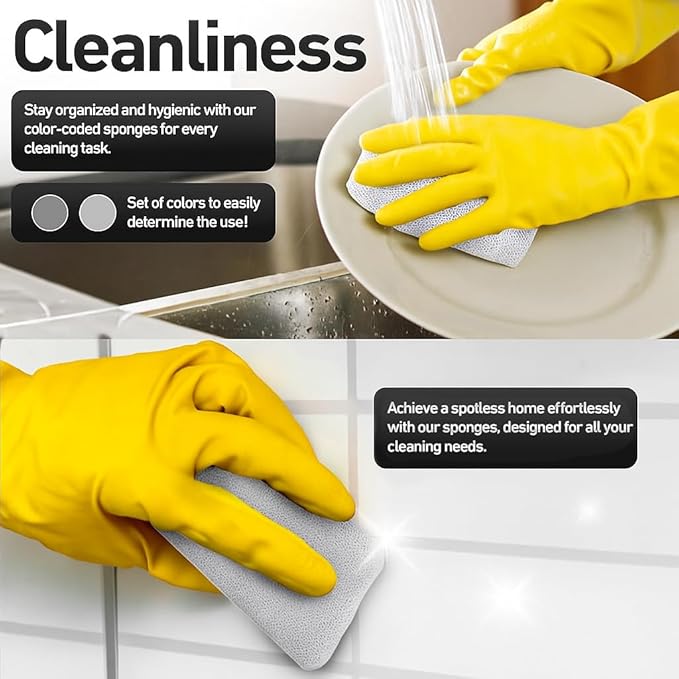 Casanero 12-Pack Silicone Scrubbing Sponges, Heavy-Duty, Non-Scratch | Reusable, Odor-Free, Multi-Purpose Cleaning for Dishes, Non-Stick, Countertops