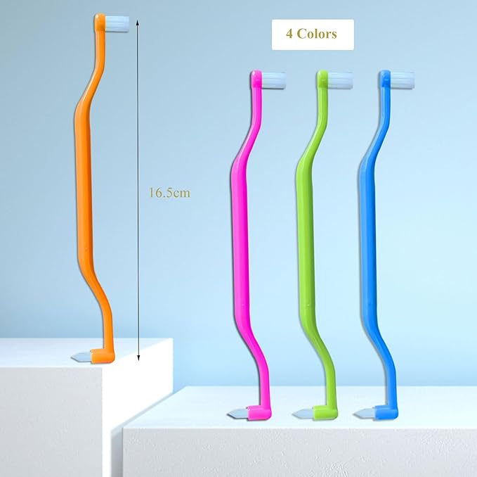 FRUTA Orthodontic Toothbrush 4pcs Tiny Tuft Toothbrush Two in One Double Head Interdental Interspace Brush Braces Wisdom Teeth Detail Cleaning Brush(A)