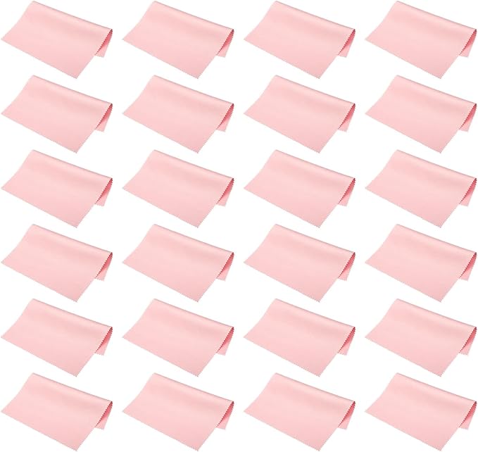 PATIKIL Eyeglass Microfiber Cleaning Cloth 7"x6", 24 Pack Glasses Cleaning Cloth Soft Suede Wipe Screen Cloth for Camera Lens Eyeglasses Screens in Individual Vinyl Pouch, Pink