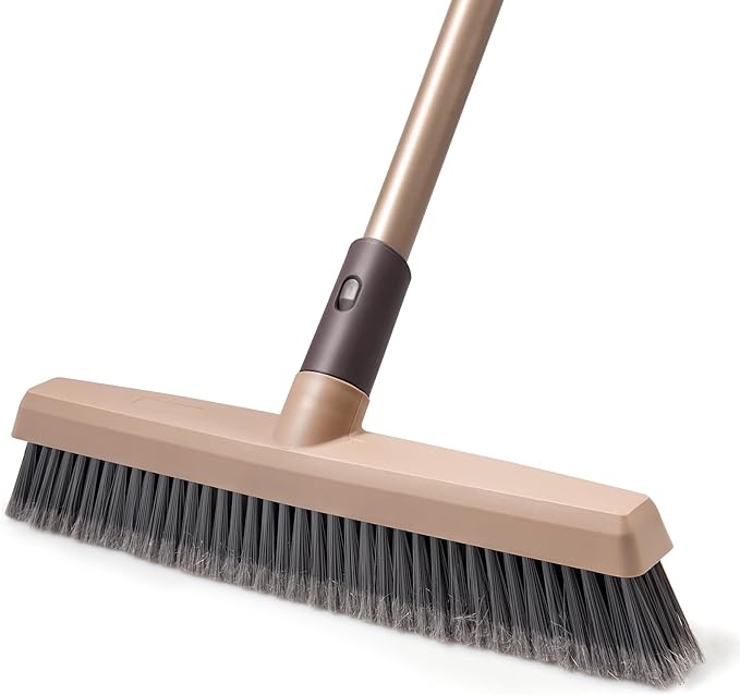 Eyliden Carpet Broom, Angle Carpet Brush with 48" Long Handle, Stiff Bristle Floor Carpet Brush Sweeper for Pet Hair, Patio Garage Deck Concrete Wood Stone Carpet Cleaning Rake Push Broom